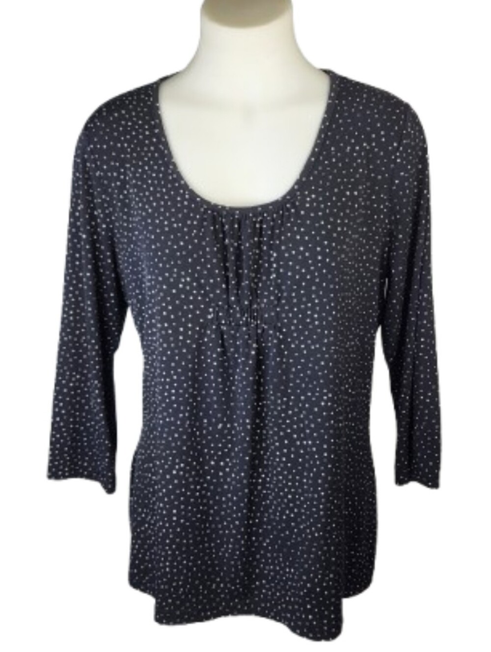 Liz & Co Black. White Dots Top. Sz XL